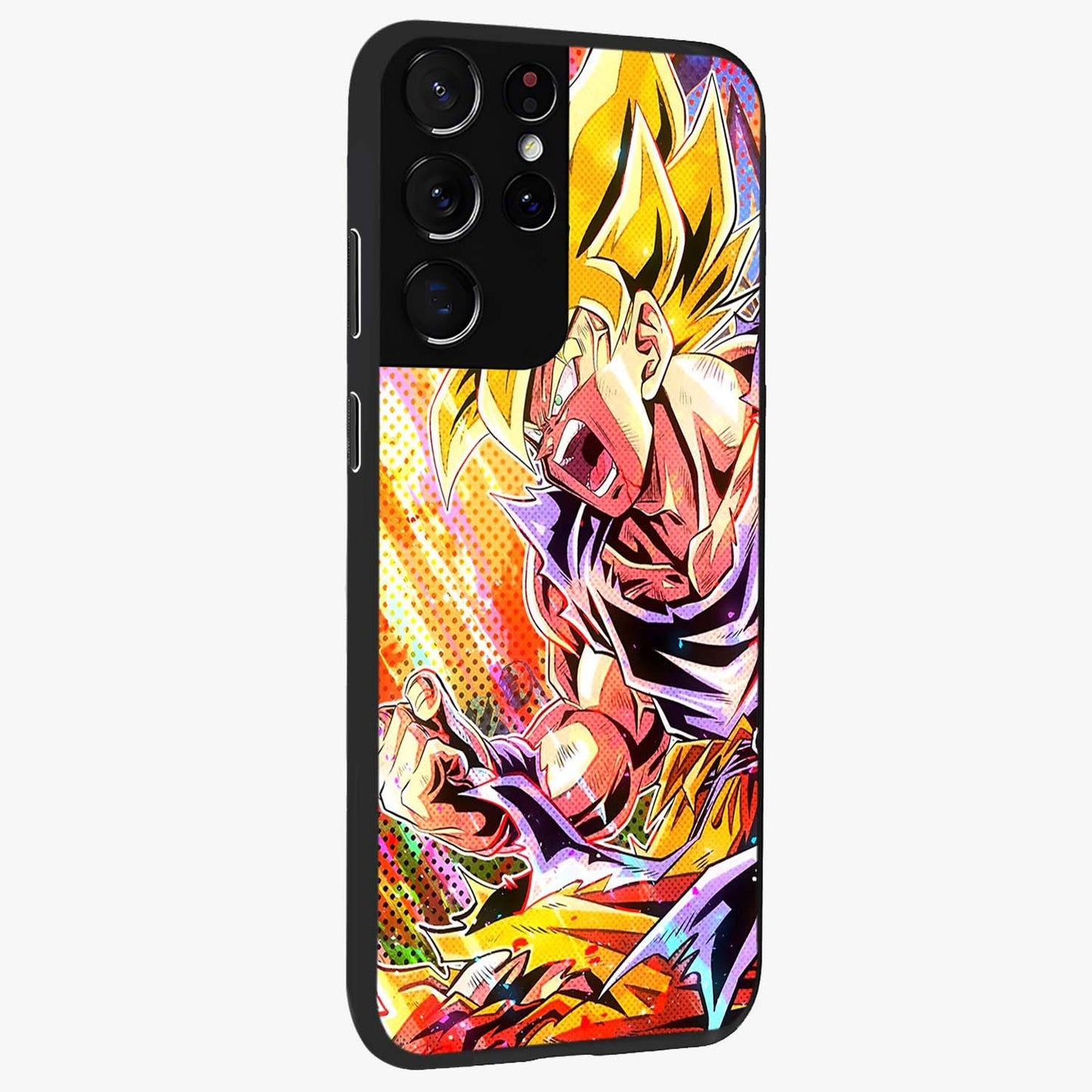 Firing Goku Glass Case upright view showcasing energetic anime artwork with bold warrior theme.