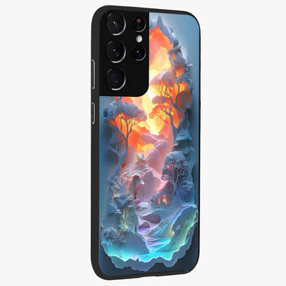 Glow Forest Portal Glass Case upright view showcasing enchanted forest portal artwork with fantasy nature theme.