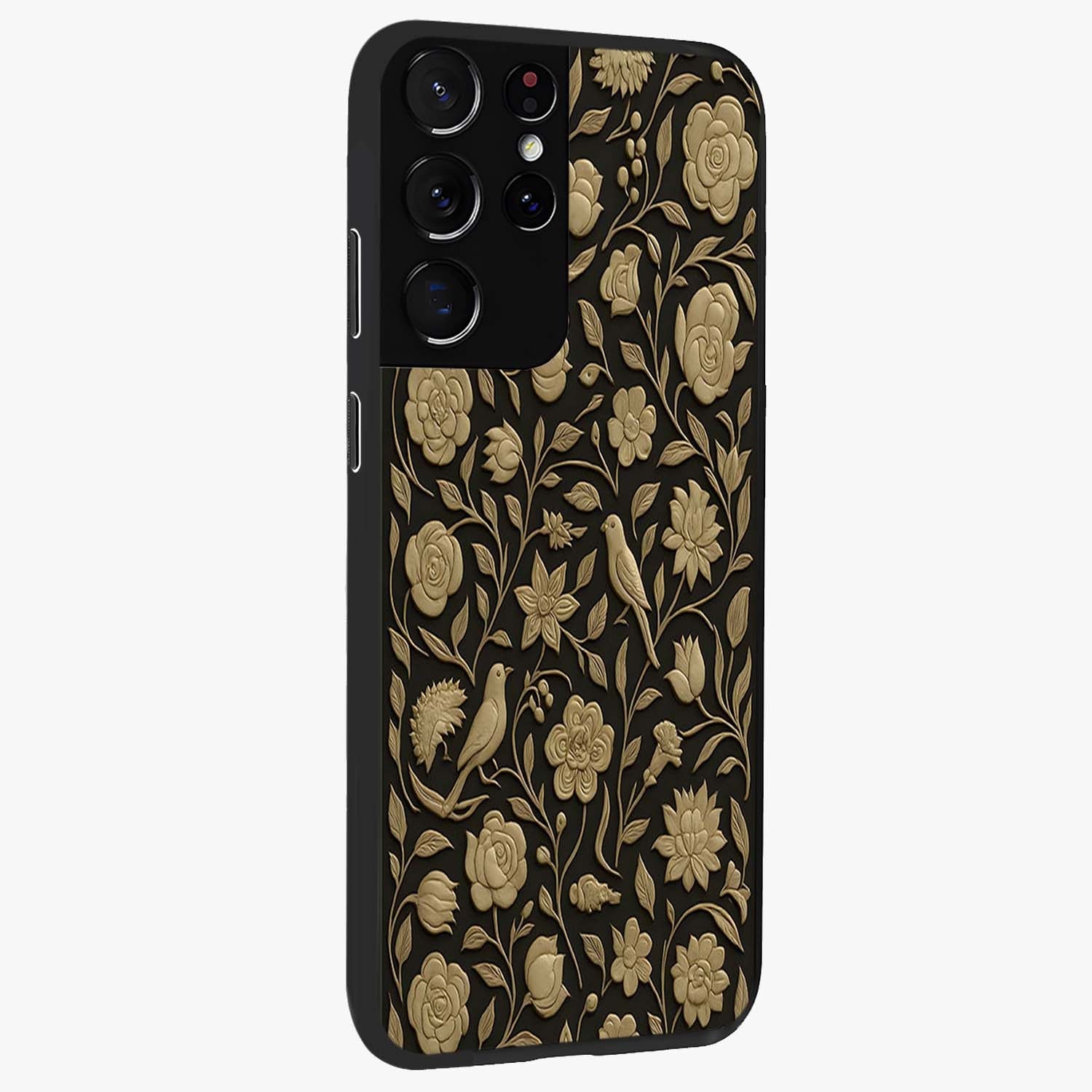 Golden Evil Eye Mandala Glass Case upright view showcasing decorative evil eye mandala artwork with spiritual aesthetic style.