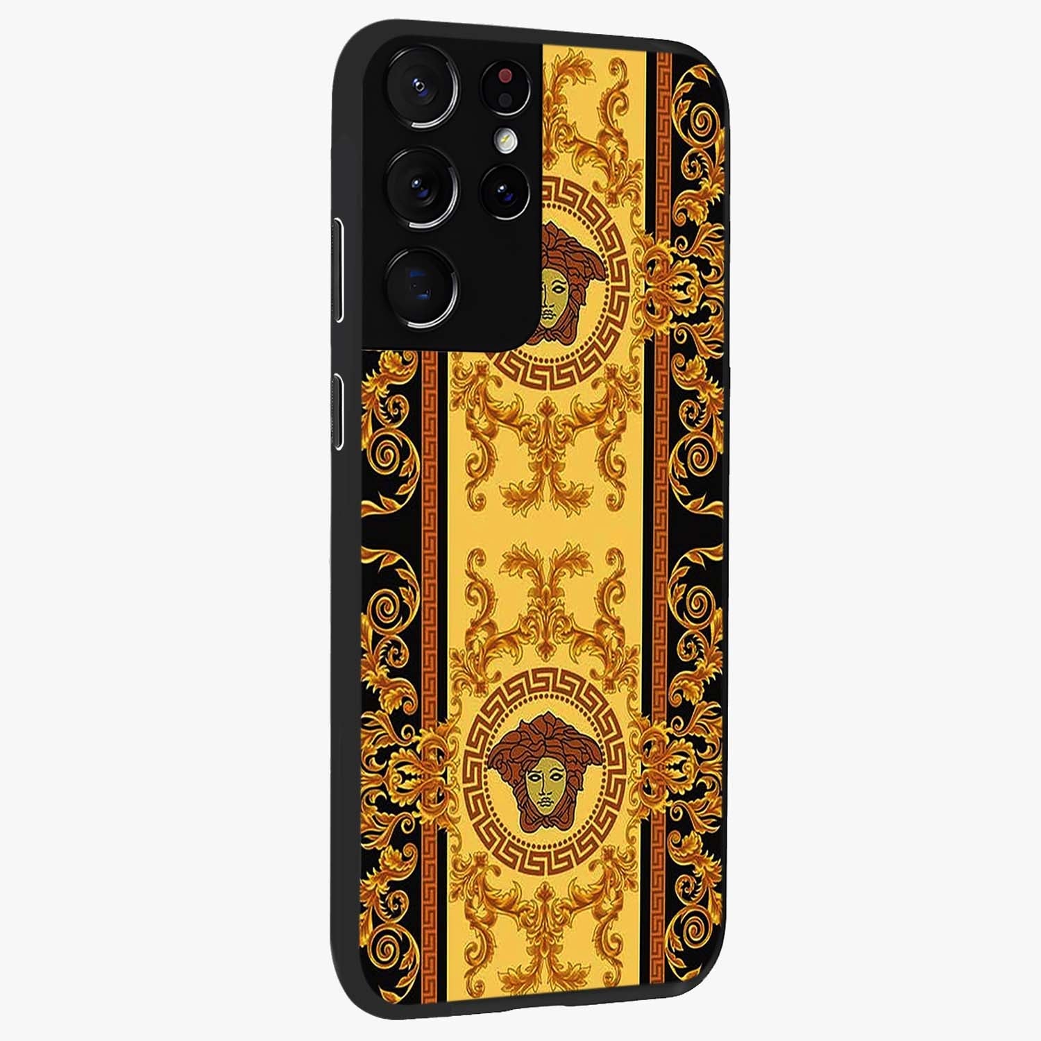 Golden Lotus Glow Glass Case upright view showcasing luminous lotus artwork with peaceful divine theme.