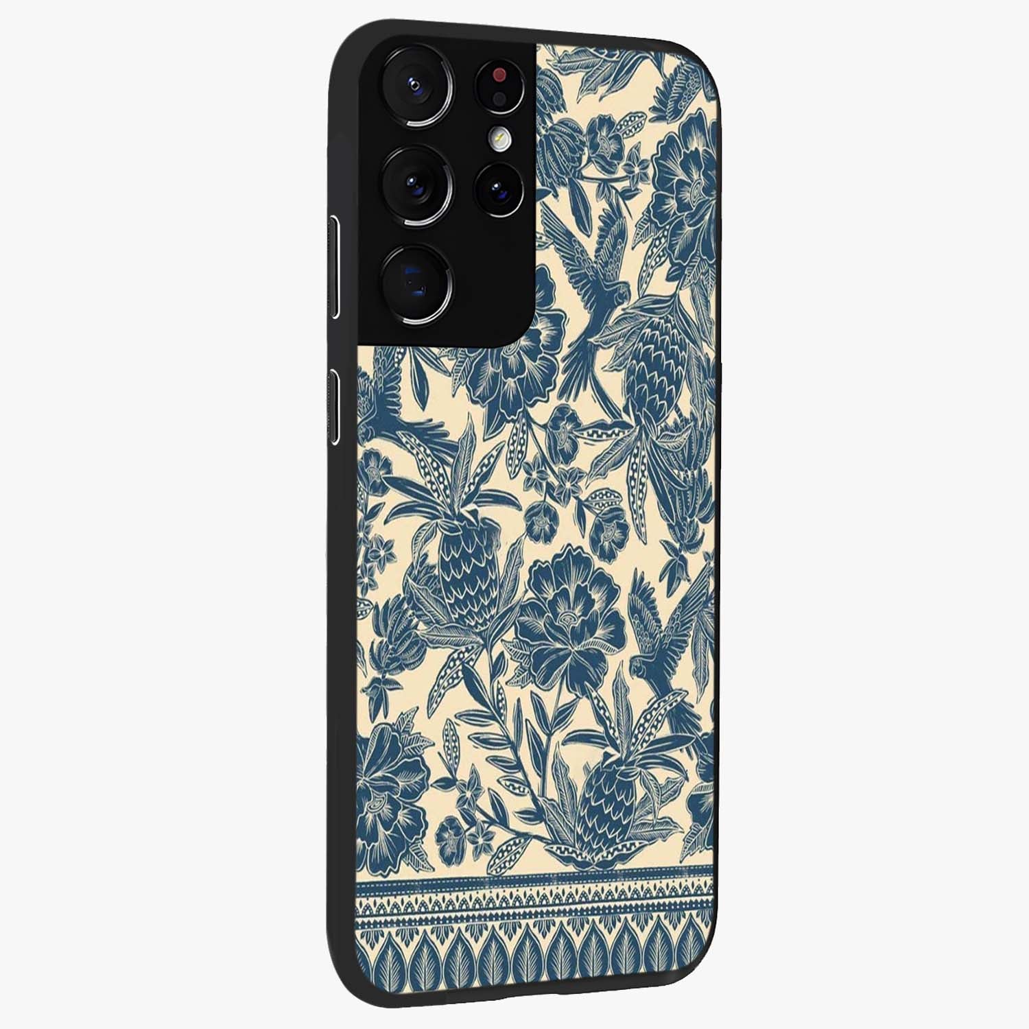 Heirloom Wild Bloom Glass Case upright view showcasing delicate wildflower artwork with timeless floral theme.