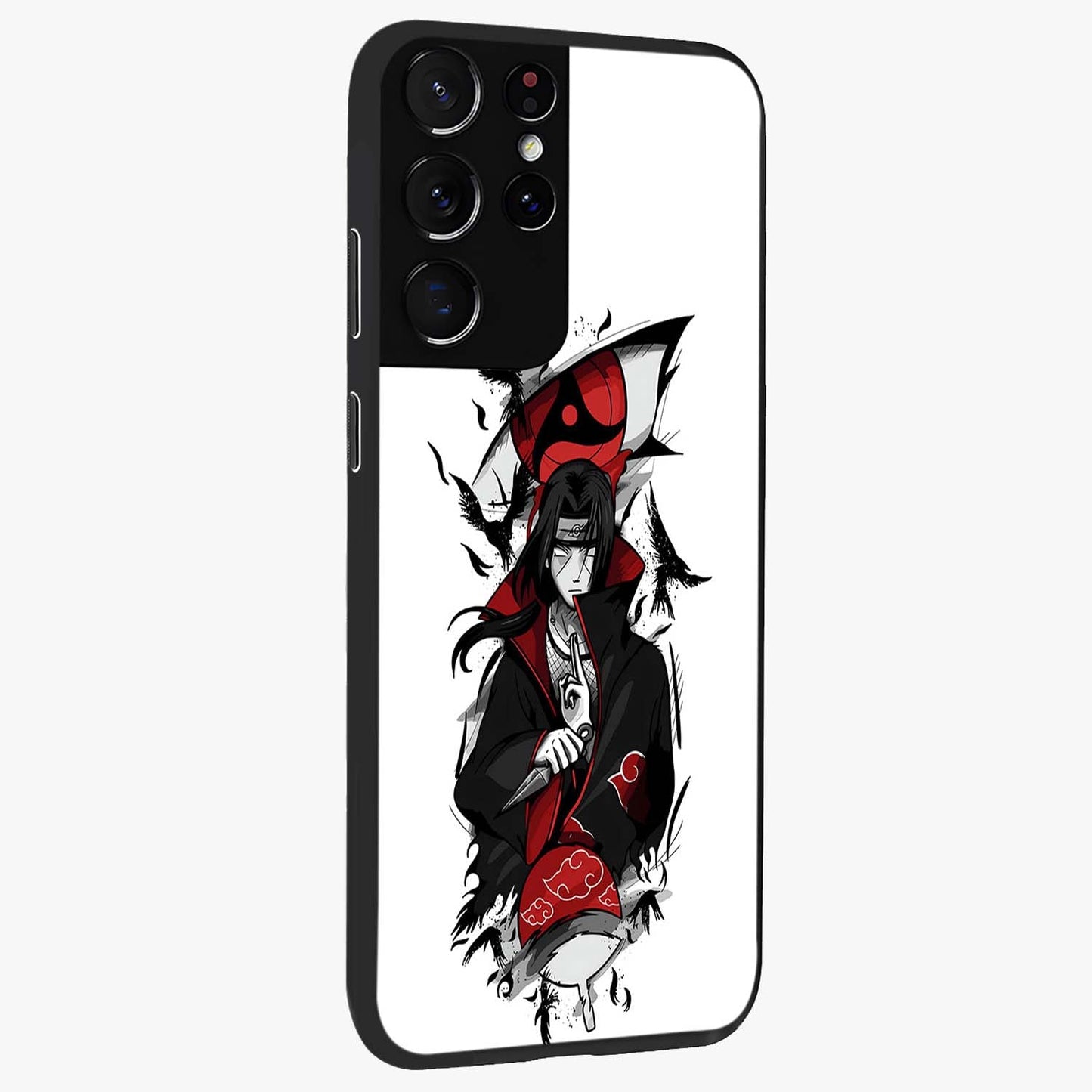 Itachi Limited Edition Naruto Anime Glass Case upright view showcasing intense anime artwork with powerful character theme.