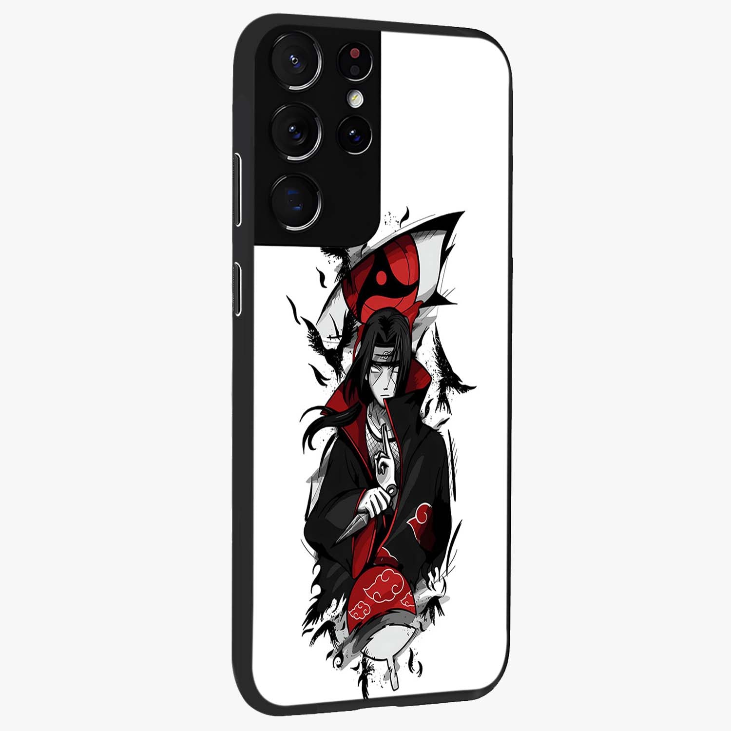 Itachi Limited Edition Naruto Anime Glass Case upright view showcasing intense anime artwork with powerful character theme.