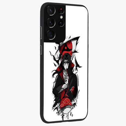 Itachi Limited Edition Naruto Anime Glass Case upright view showcasing intense anime artwork with powerful character theme.