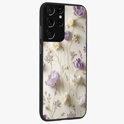 Lilac Breeze Harmony Glass Case upright view showcasing delicate lilac artwork with peaceful floral theme.
