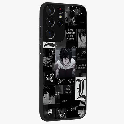 Midnight Chaos Mind Glass Case upright view showcasing expressive abstract artwork with bold dark theme.