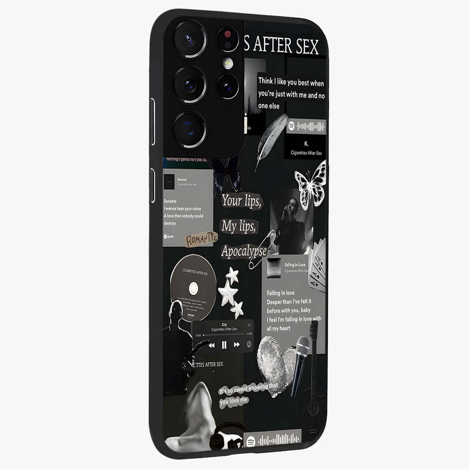 Midnight Love Echo Glass Case upright view showcasing expressive romantic artwork with dreamy midnight theme.