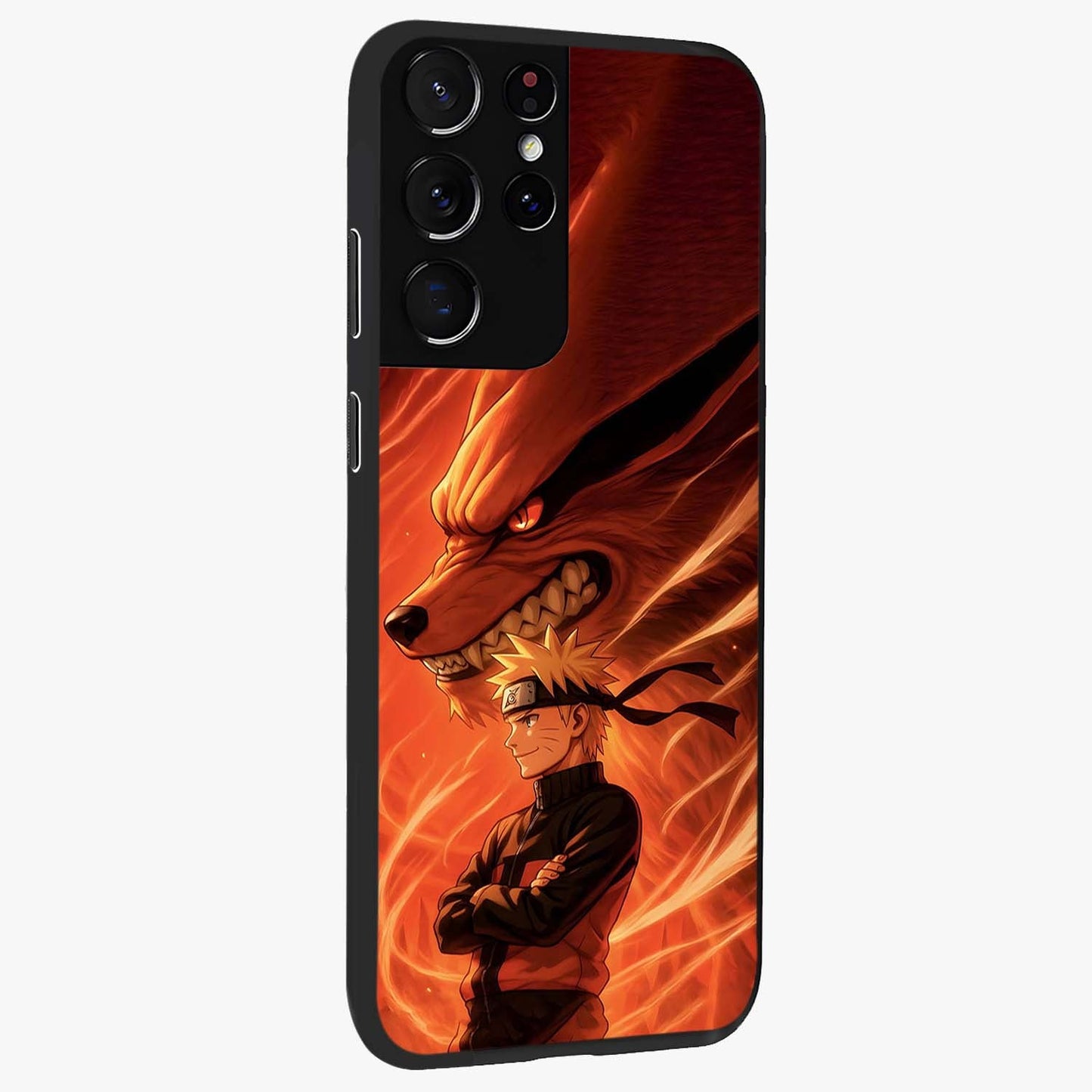 Nine Tails Legacy Glass Case upright view showcasing dramatic nine-tails artwork with intense anime themed design.