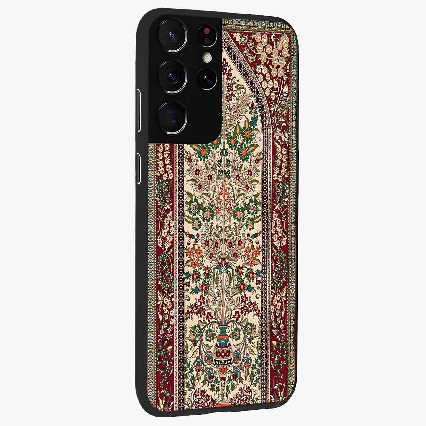 Persian Inspired Glass Case upright view showcasing decorative Persian artwork with rich heritage theme.