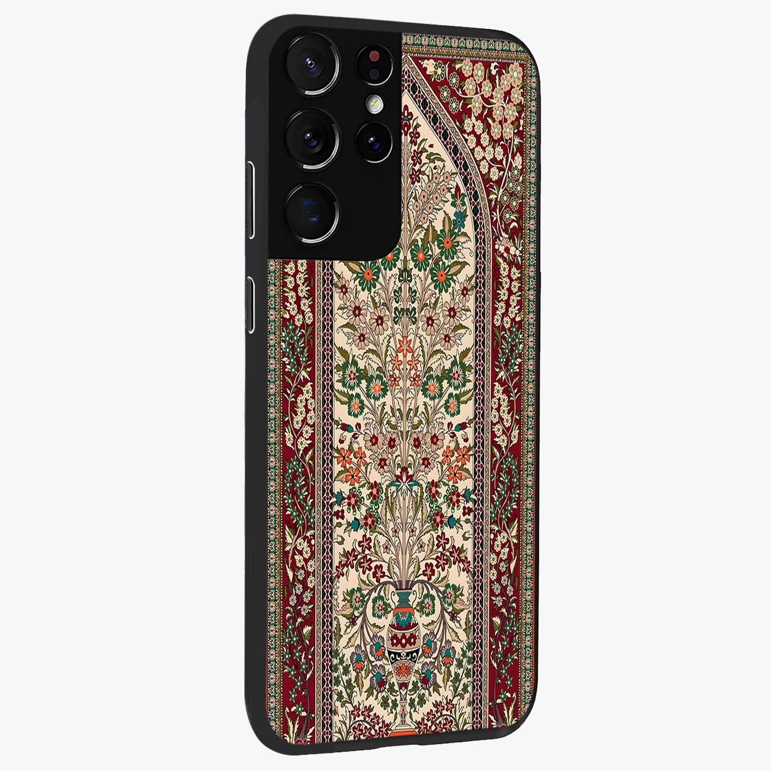 Persian Inspired Glass Case upright view showcasing decorative Persian artwork with rich heritage theme.