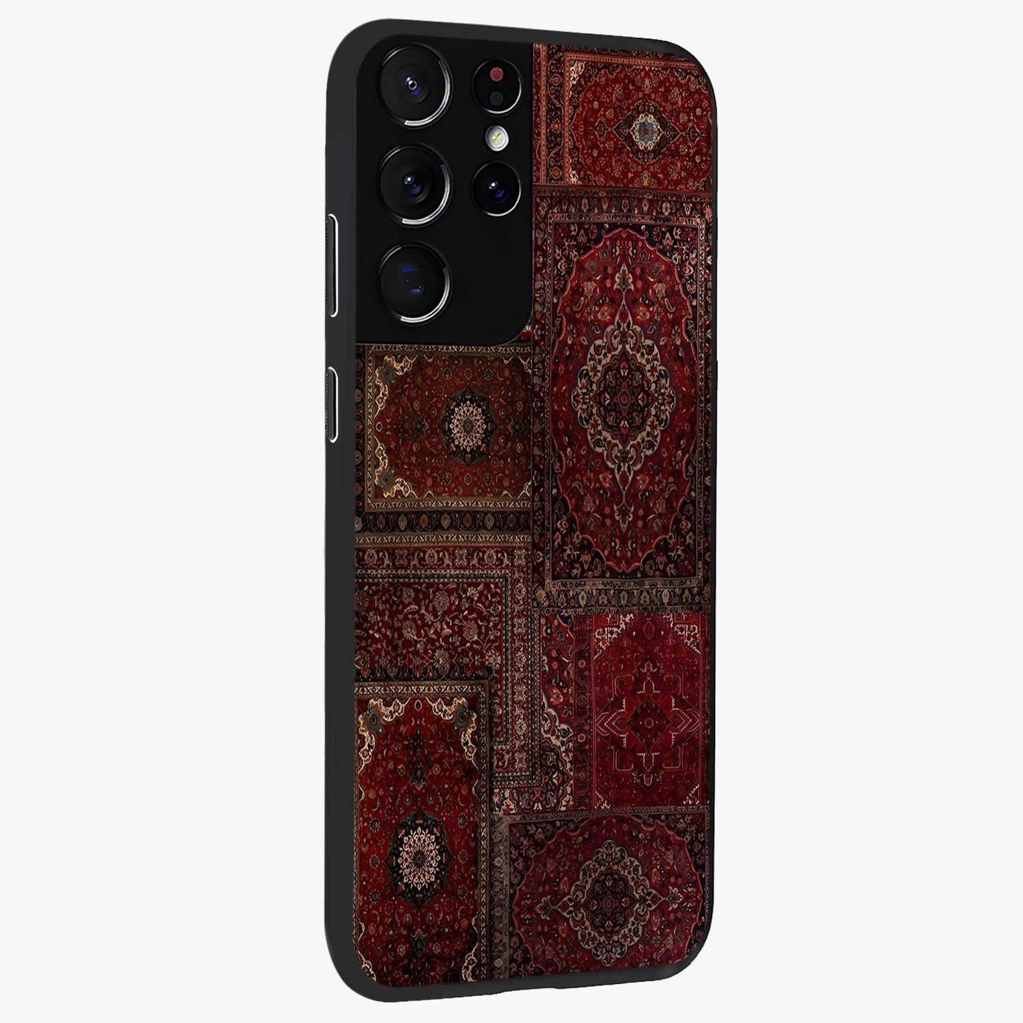 Persian Velvet Tale Glass Case upright view showcasing elegant Persian artwork with classic heritage theme.