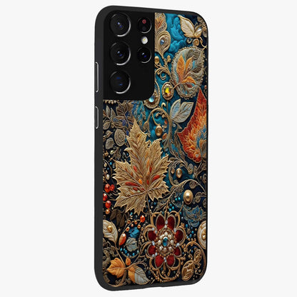 Royal Jewel Garden Glass Case upright view showcasing rich floral artwork with luxurious garden theme.