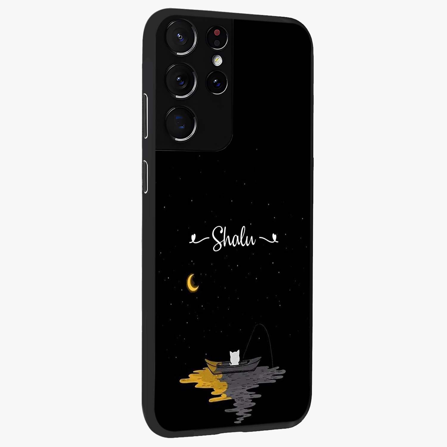 Silent Night Row Glass Case upright view showcasing tranquil night artwork with serene landscape theme.
