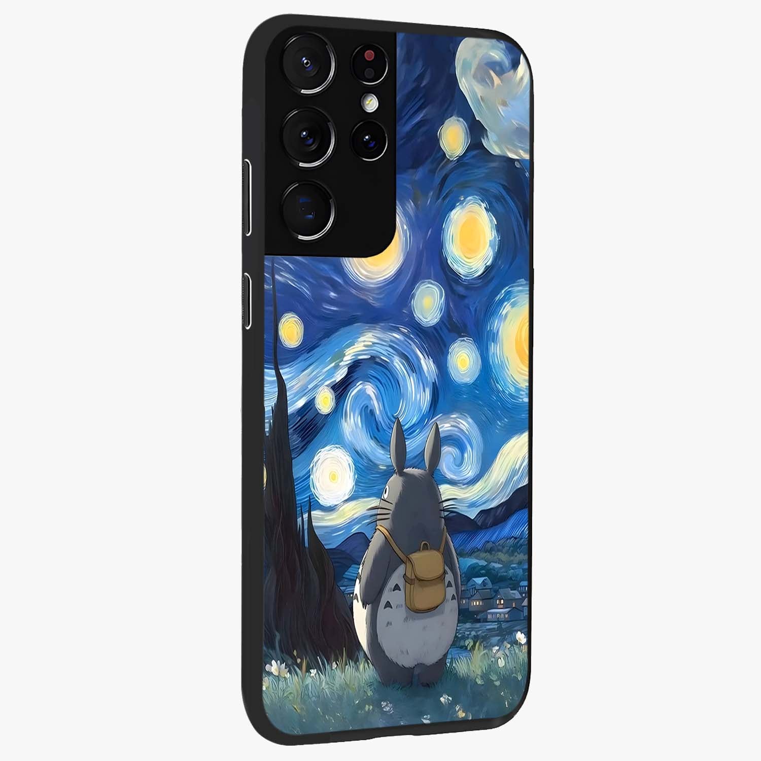 Totoro In Van Gogh Art Glass Case upright view showcasing creative character artwork with painterly artistic theme.