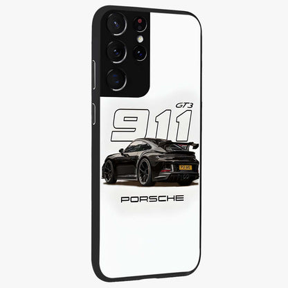 Turbo Legacy Icon Glass Case upright view showcasing bold racing inspired artwork with classic car theme.