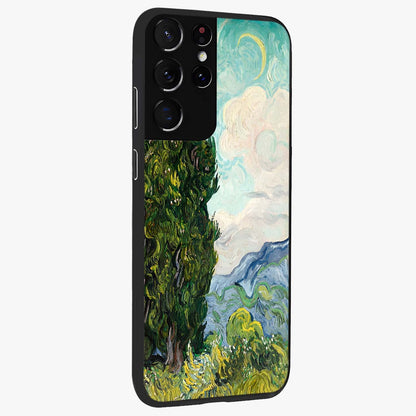 Van Gogh Vintage Art Glass Case upright view showcasing elegant vintage painting artwork with artistic heritage theme.