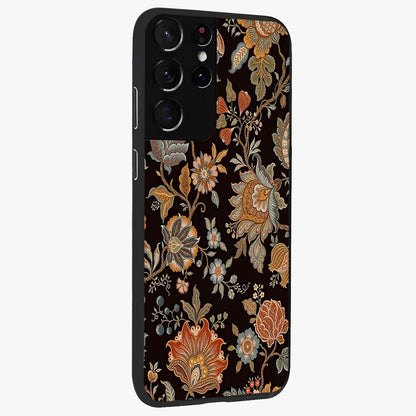 Vintage Floral Dream Glass Case upright view showcasing delicate floral artwork with timeless vintage theme.