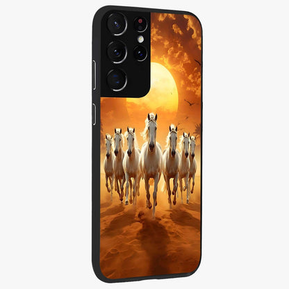 Wild Sunset Majesty Glass Case upright view showcasing dramatic sunset artwork with bold nature theme.