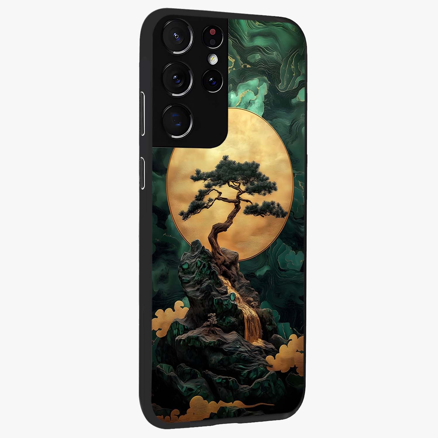Zen Moon Rise Glass Case upright view showcasing serene moon artwork with tranquil night theme.