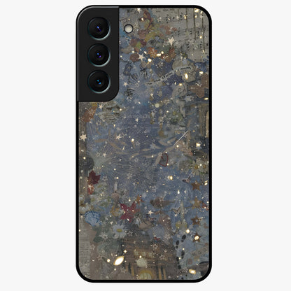 Aesthetic Astrolophia Glass Case showing flat back view with dreamy aesthetic design and glossy glass finish.