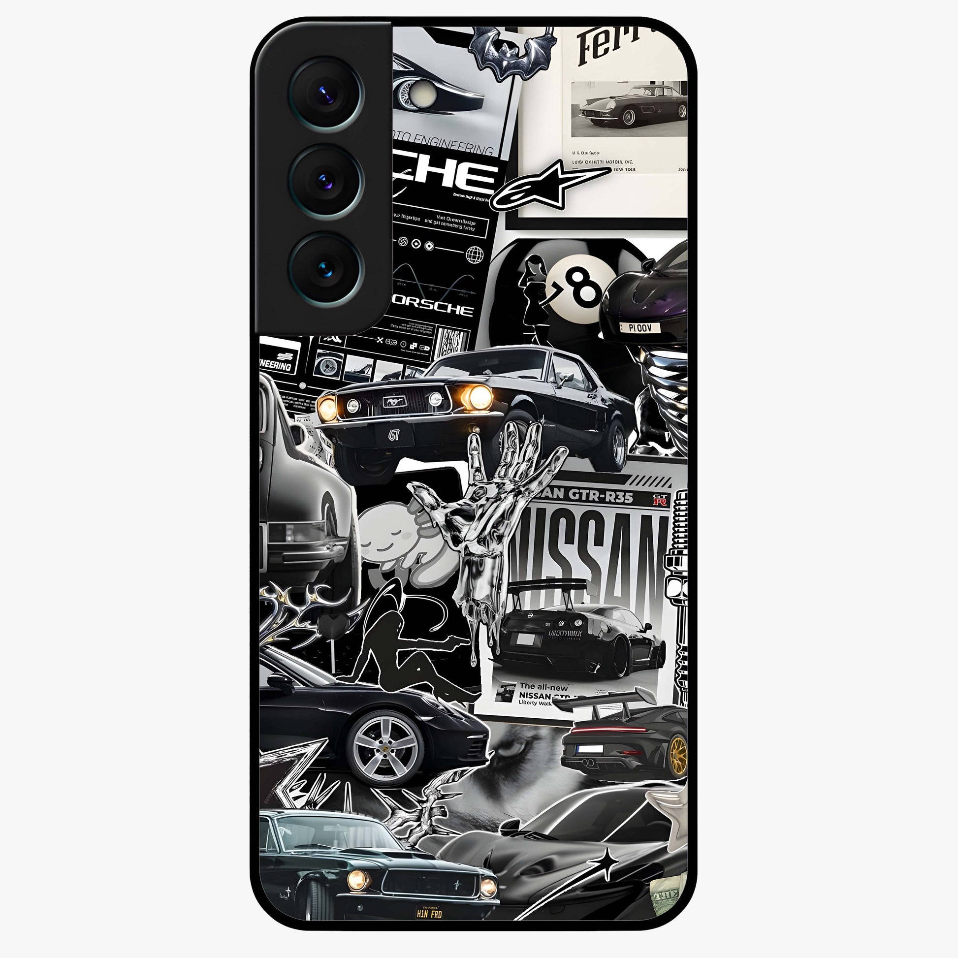 Aesthetic Dark Love Glass Case showing flat back view with dark romantic artwork and glossy glass finish.