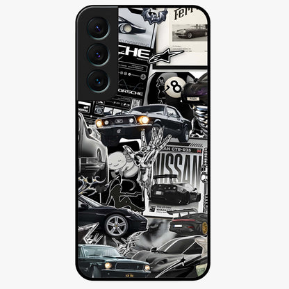 Aesthetic Dark Love Glass Case showing flat back view with dark romantic artwork and glossy glass finish.