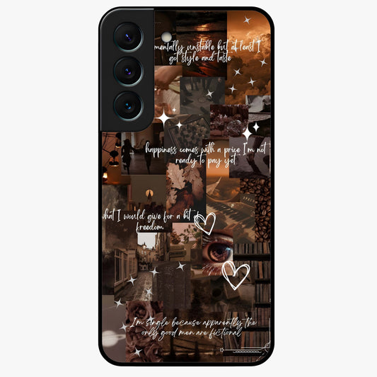 Bittersweet Aesthetic Chaos Glass Case showing flat back view with artistic chaotic aesthetic design and glossy glass finish.