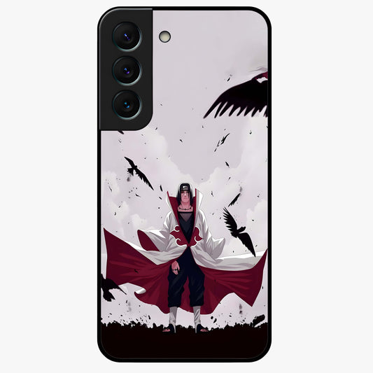 Crimson Crow Ascension Glass Case showing flat back view with mystical crow artwork and glossy glass finish.