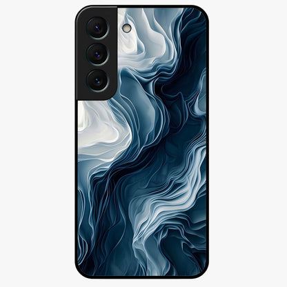 Ethereal Paper Marble Glass Case showing flat back view with soft marble paper texture artwork and glossy glass finish.