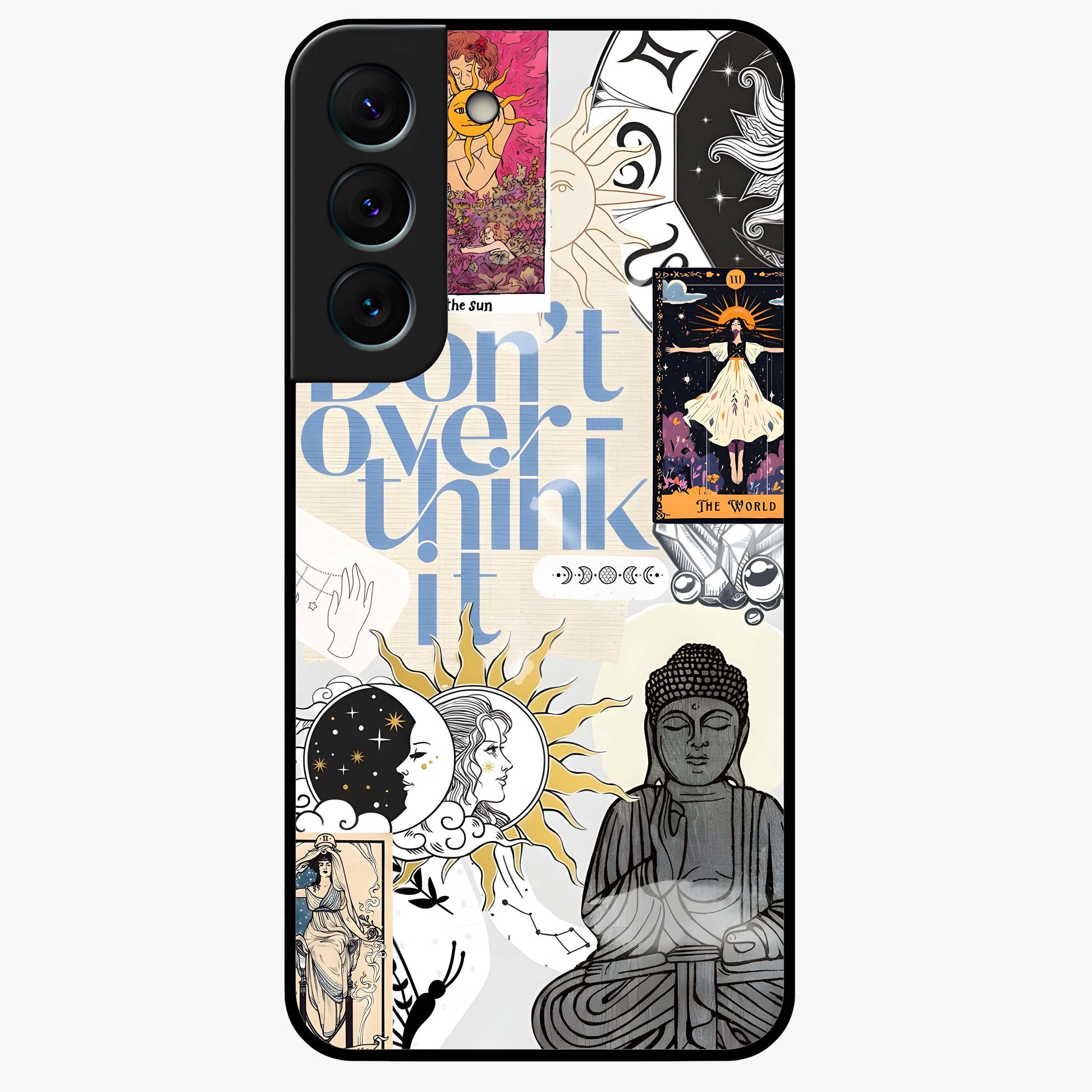 Ethereal Thoughts Glass Case showing flat back view with dreamy artistic artwork and glossy glass finish.