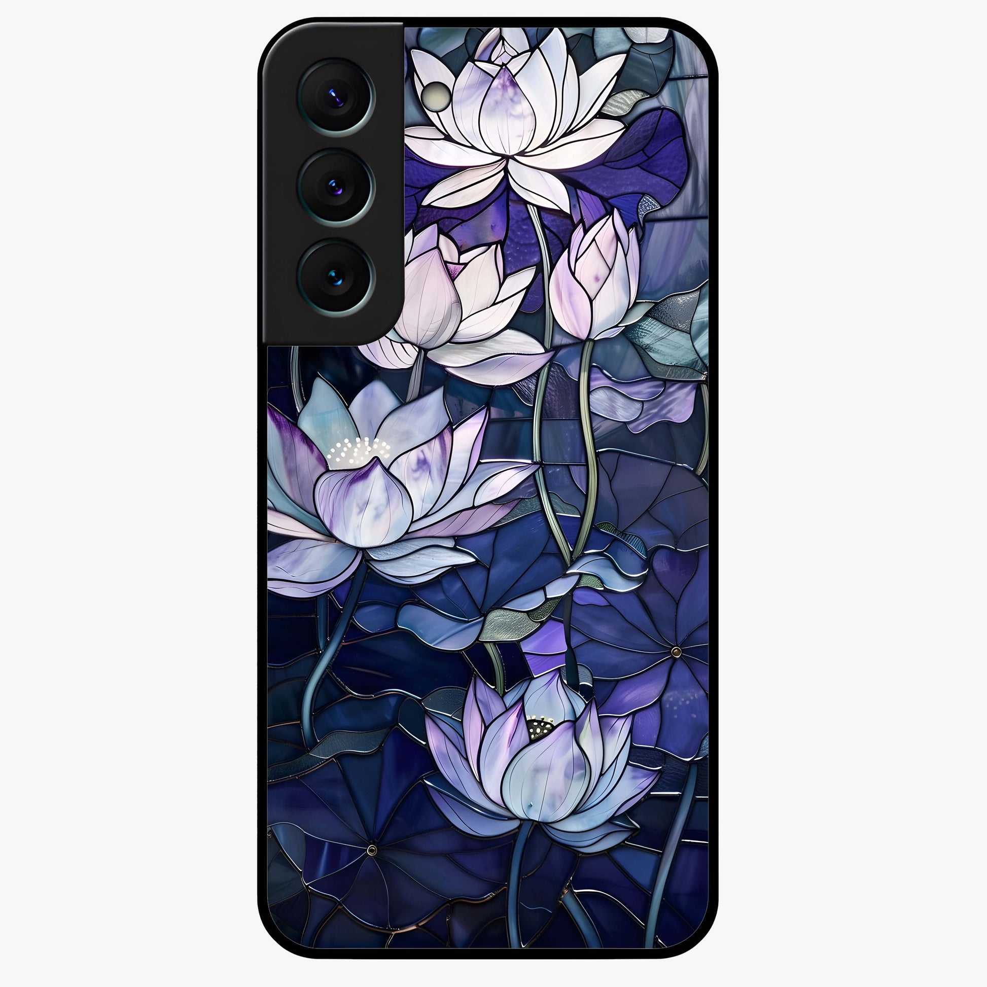 Gloss Petal Rush Glass Case showing flat back view with glossy flower petal artwork and smooth glass finish.