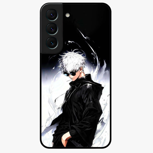 Limitless Shadow King Glass Case showing flat back view with powerful shadow warrior artwork and glossy glass finish.