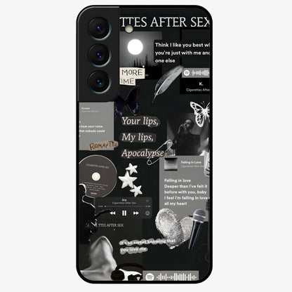 Midnight Love Echo Glass Case showing flat back view with romantic midnight themed artwork and glossy glass finish.