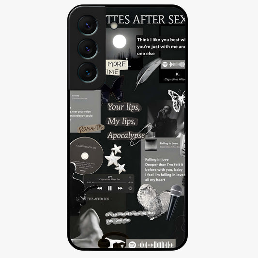 Midnight Love Echo Glass Case showing flat back view with romantic midnight themed artwork and glossy glass finish.