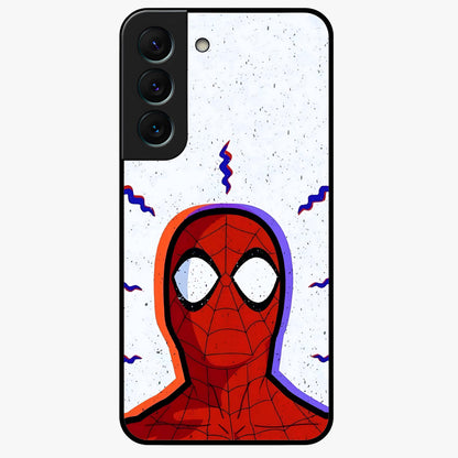 Omg Spiderman Glass Case showing flat back view with bold superhero inspired artwork and glossy glass finish.