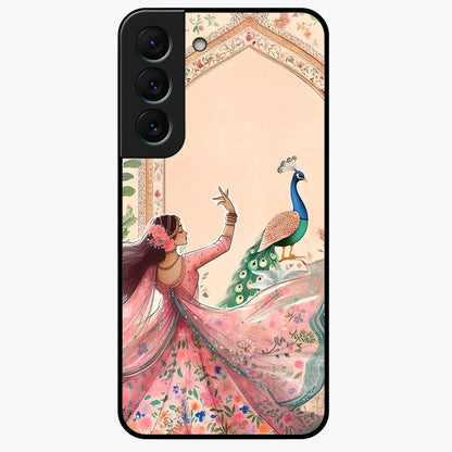 Royal Grace Muse Glass Case showing flat back view with elegant artistic artwork and glossy glass finish.