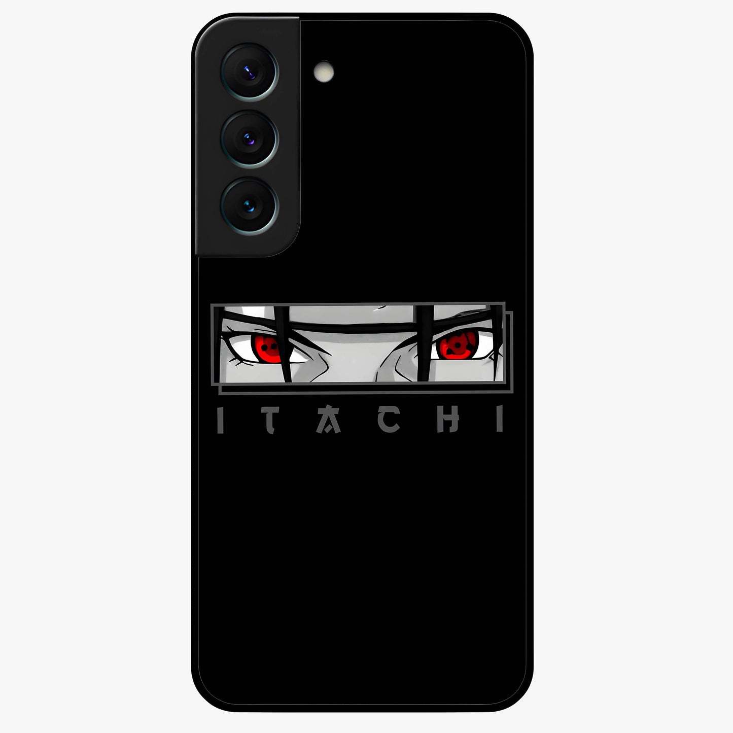 Scarlet Gaze Dominance Glass Case showing flat back view with striking red themed artwork and glossy glass finish.