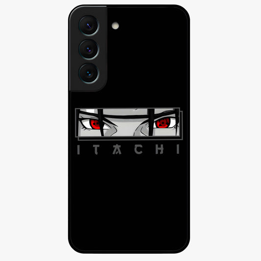 Scarlet Gaze Dominance Glass Case showing flat back view with striking red themed artwork and glossy glass finish.