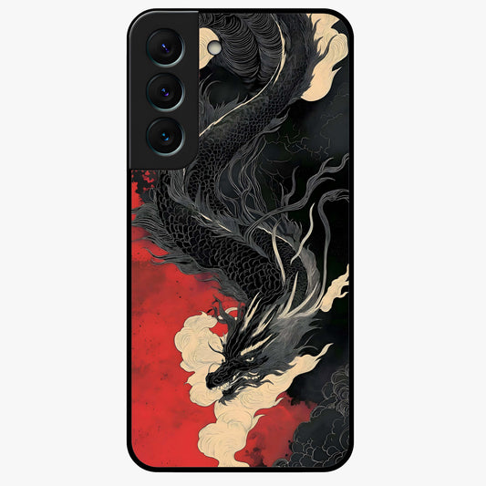 Shadow Dragon Fury Glass Case showing flat back view with fierce dragon artwork and glossy glass finish.