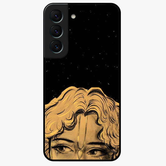 Shri Krishna Art Glass Case showing flat back view with devotional Krishna artwork and glossy glass finish.