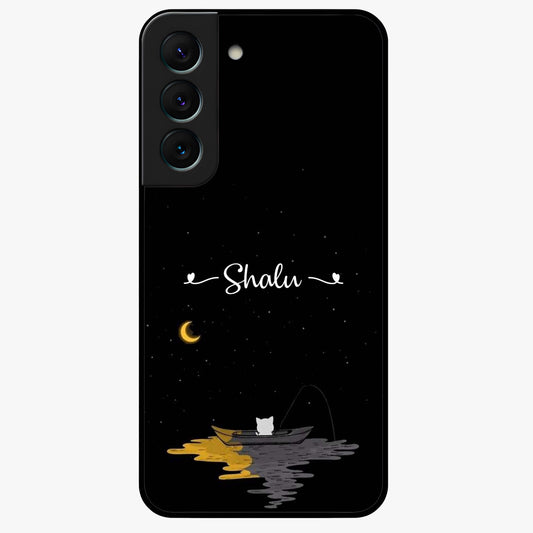 Silent Night Row Glass Case showing flat back view with calm night themed artwork and glossy glass finish.