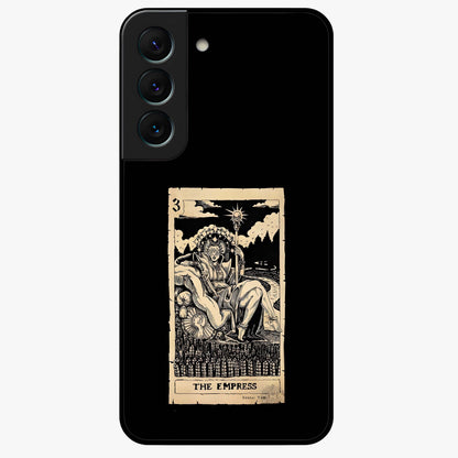 The Empress Glass Case showing flat back view with regal feminine artwork and glossy glass finish.