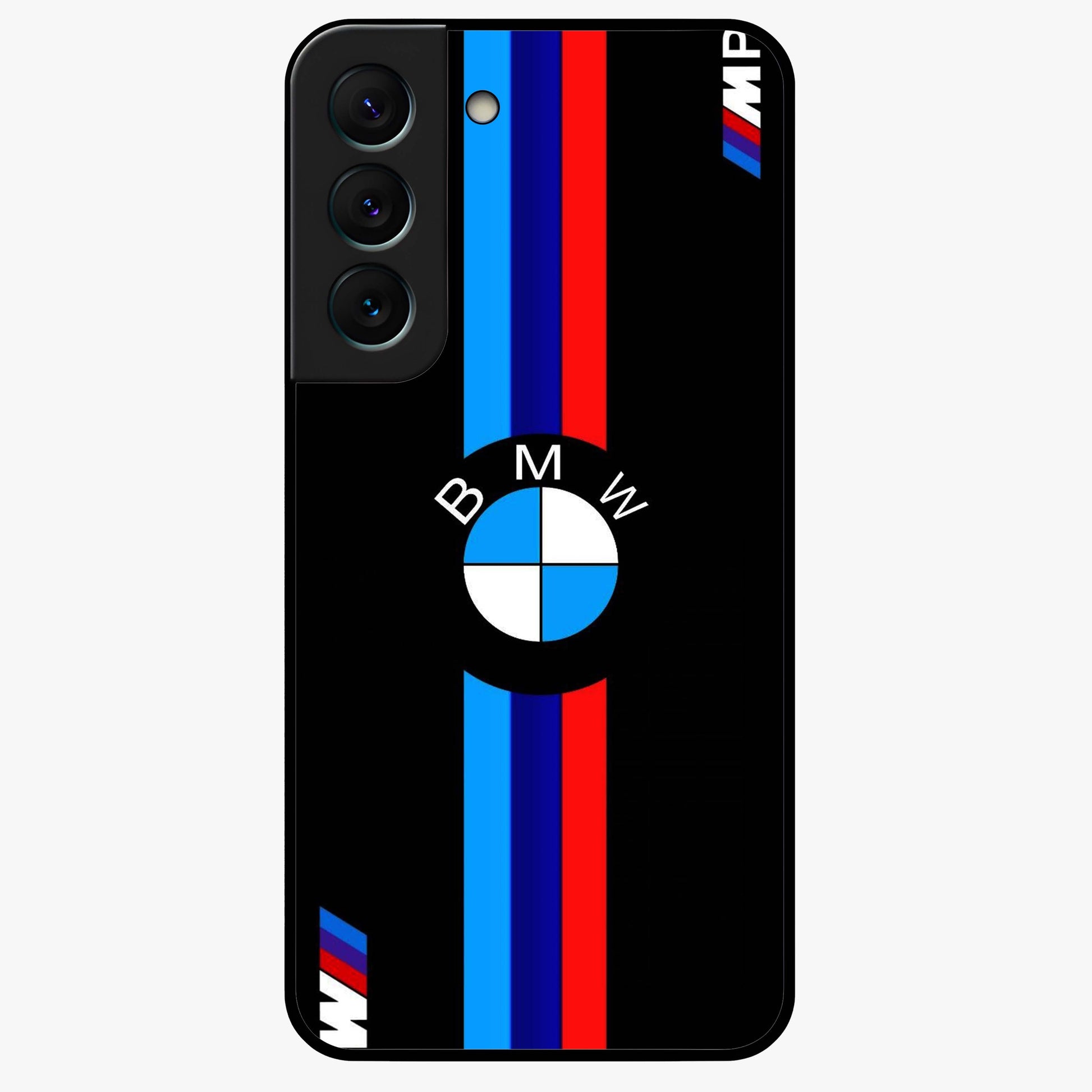 Turbo BMW Beast Glass Case showing flat back view with high performance sports car artwork and glossy glass finish.