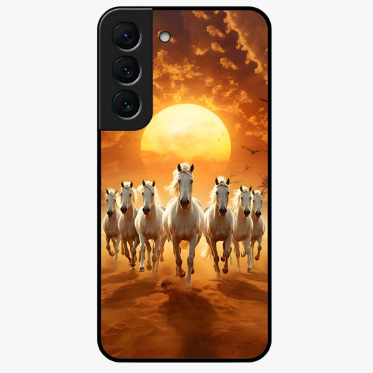 Wild Sunset Majesty Glass Case showing flat back view with majestic sunset landscape artwork and glossy glass finish.