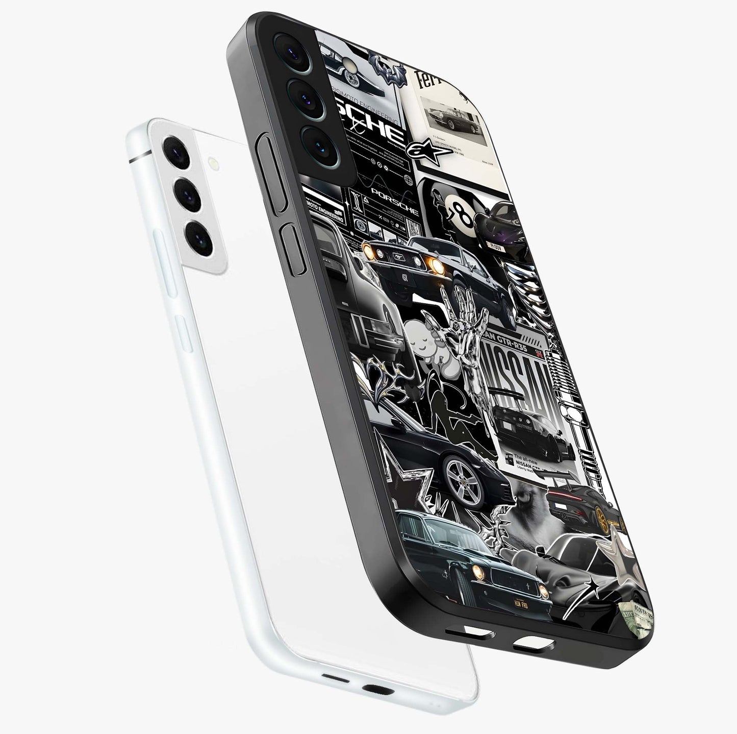 Aesthetic Dark Love Glass Case displayed in angled mockup highlighting moody aesthetic design and bold love theme.
