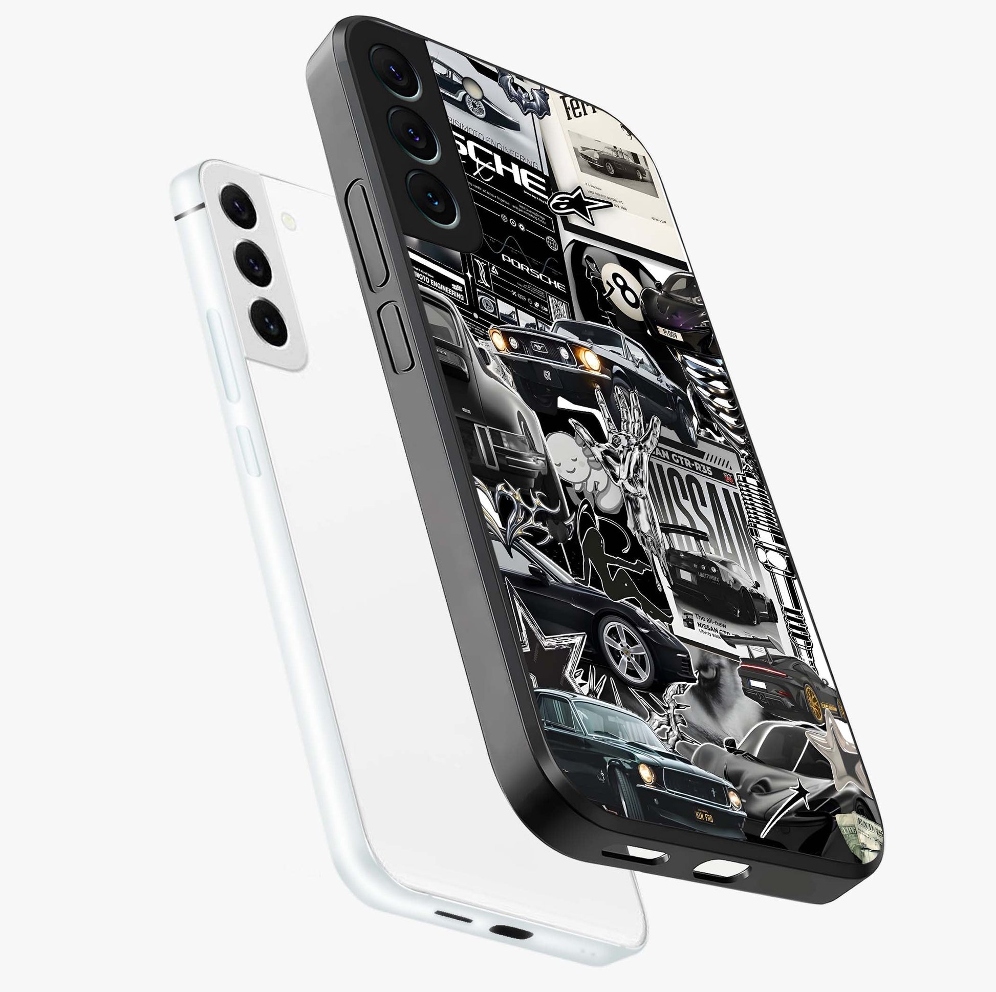 Aesthetic Dark Love Glass Case displayed in angled mockup highlighting moody aesthetic design and bold love theme.