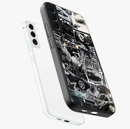 Aesthetic Dark Love Glass Case displayed in angled mockup highlighting moody aesthetic design and bold love theme.