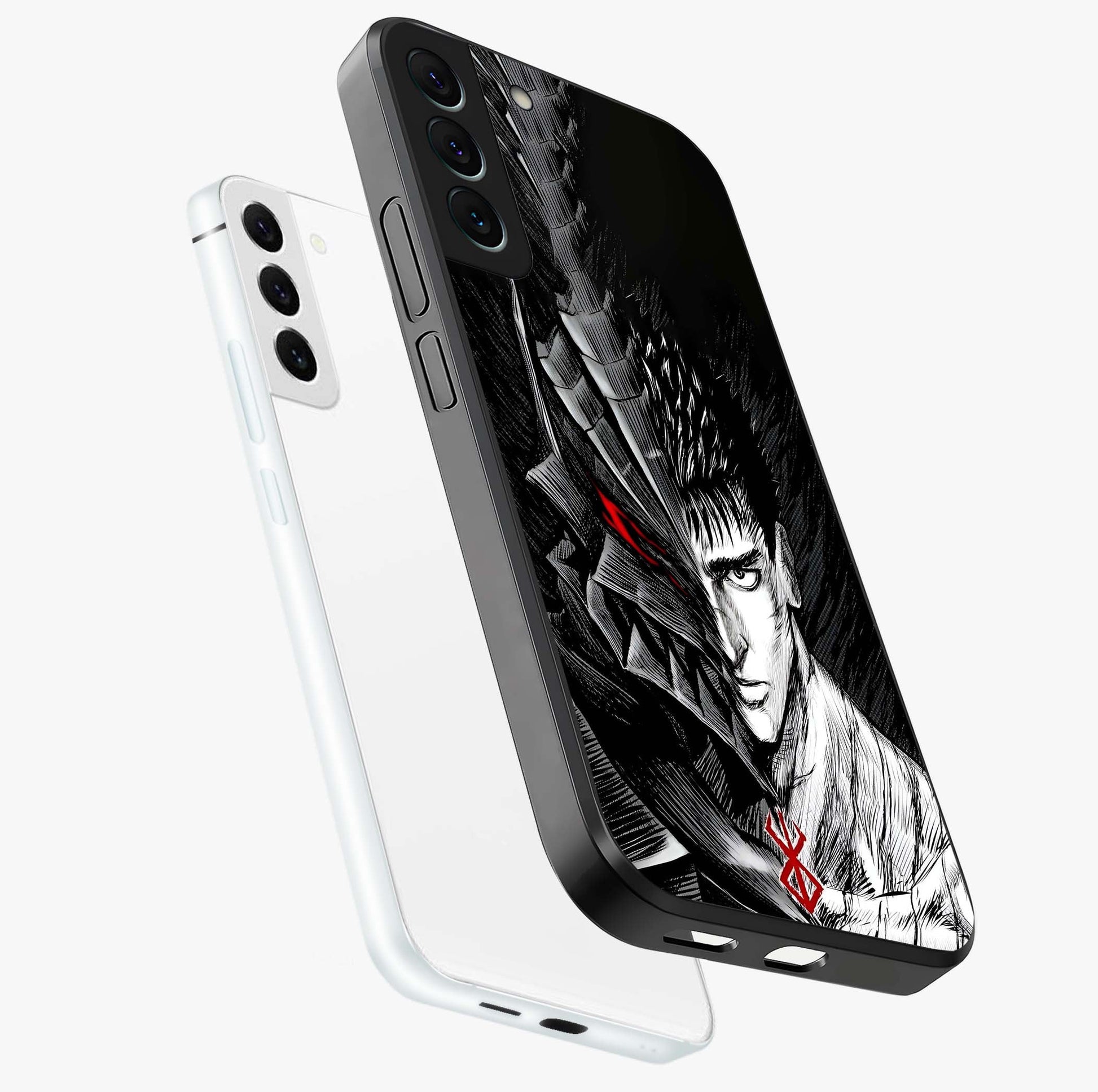 Berserker Blood Oath Glass Case displayed in angled mockup highlighting dark fantasy graphic design and powerful theme.