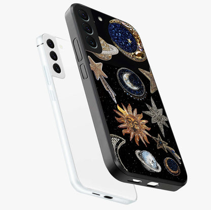 Celestial Gem Constellations Glass Case displayed in angled mockup highlighting gemstone inspired constellation design.