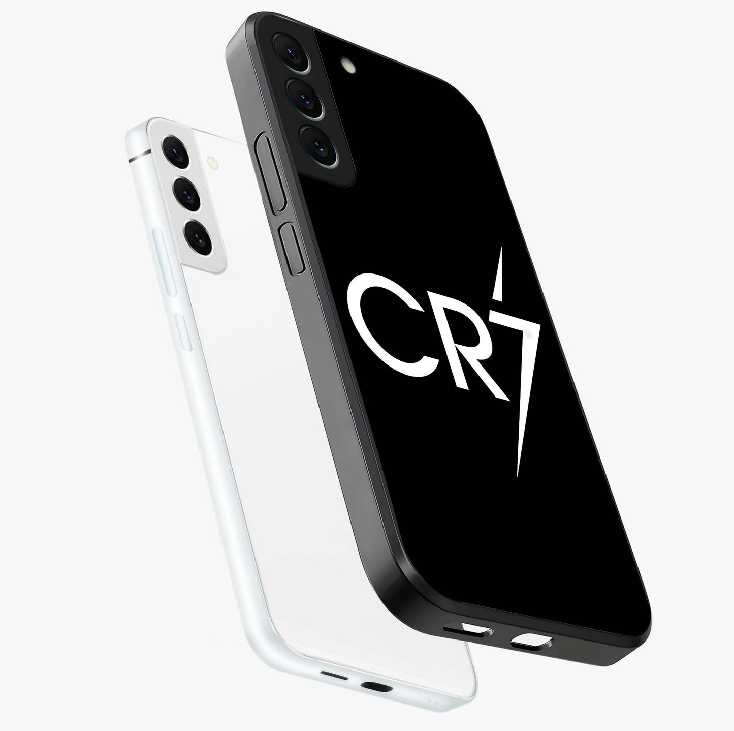 Cr7 Elite Strike Glass Case displayed in angled mockup highlighting powerful sports graphic with bold athletic theme.